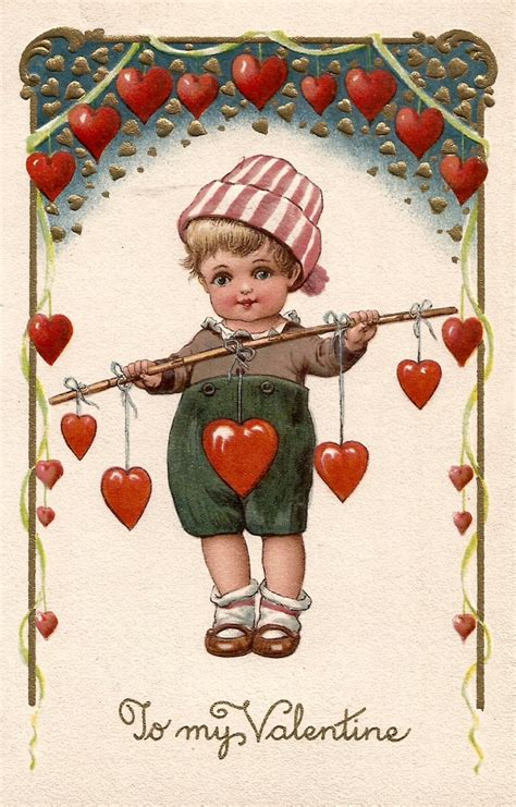 Vintage Valentine Valentines Day Postcard Cute Boy With Etsy