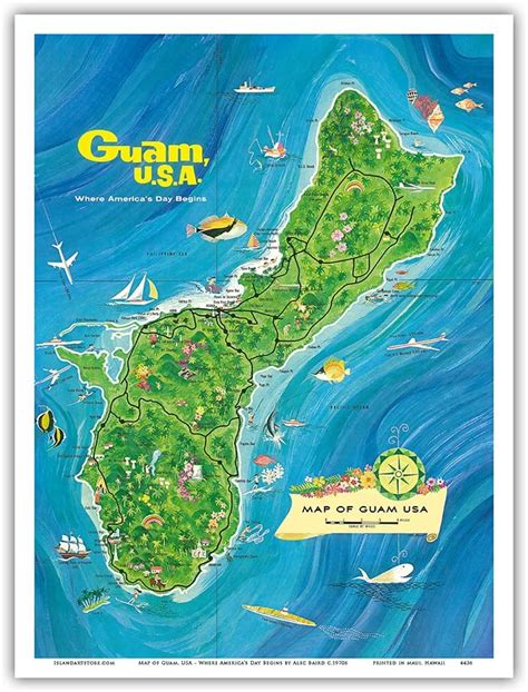 Amazon Com Map Of Guam Usa Where Americas Day Begins Vintage Map My