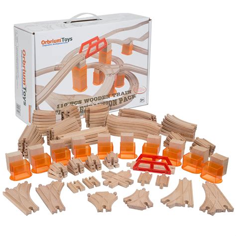 Buy 110 Pcs Orbrium Toys Multi Level Wooden Train Track Expansion Pack