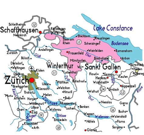 Map of Thurgau in Switzerland