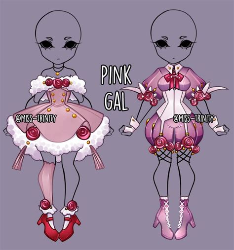 Pink Gal Outfit Adopt Close By Miss Trinity On Deviantart Drawing