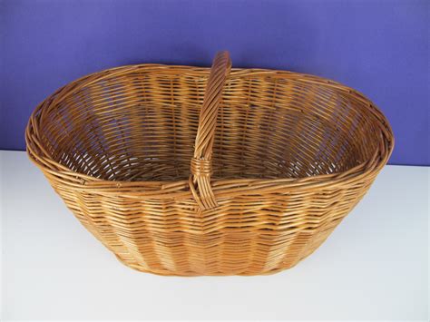 Vintage Large Wicker Shopping Basket Traditional Oval Shaped Etsy