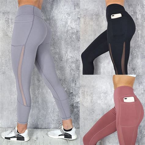 buy women sexy hollow mesh leggings with pockets gym yoga leggings at affordable prices — free