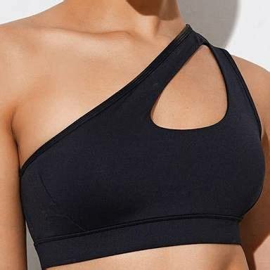 Running Girl One Shoulder Sports Bra Removable Padded Yoga Top Post Surgery Wirefree Sexy Cute