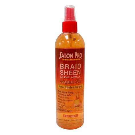 Salon Pro Braid Sheen Shine Spray Argan Oil 12 Oz