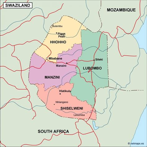 Map Of Swaziland Map Of Swaziland Southern Africa Africa