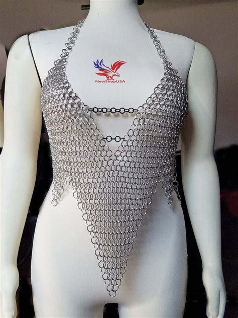 sexy chainmail bra top halloween t etsy