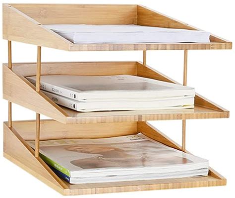 Simple Bamboo Vertical Desk Shelf Bookshelf A4 Paper Folder Storage Box