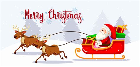 Merry Christmas Santa On Sleigh 296429 Vector Art At Vecteezy