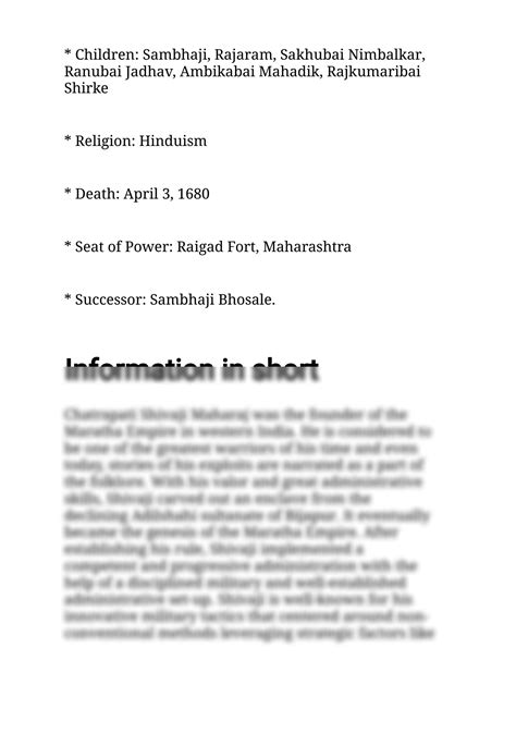 Solution Shivaji Maharaj Biography In Short Studypool
