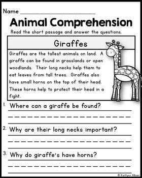 Animal Reading Comprehension Passages | Reading comprehension, Teaching