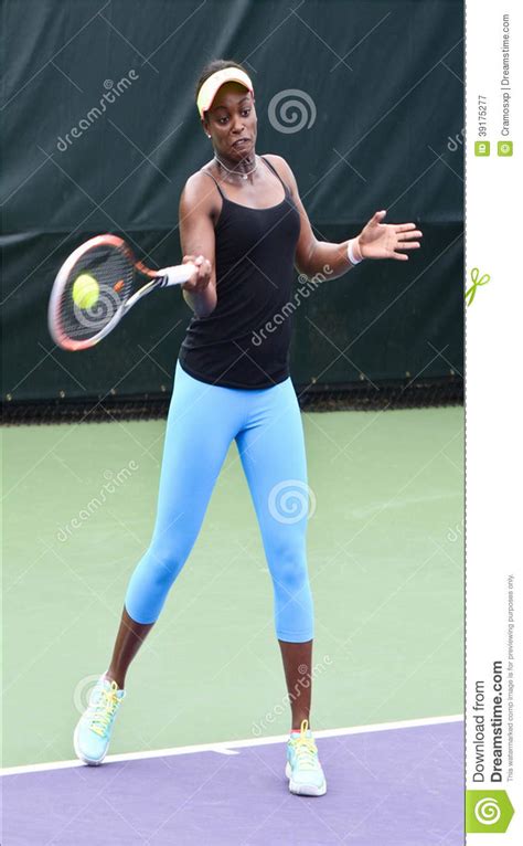 American Tennis Player Sloan Stephens Hitting A Forehand