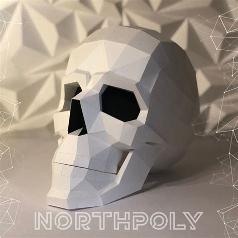 Skull 3d Papercraft Northpoly Pepakura Lowpoly Low Etsy Paper