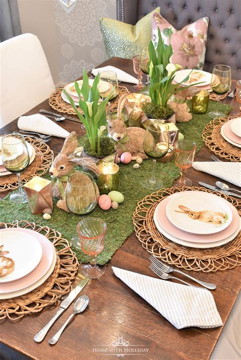 Green And Blush Pink Easter Table Setting Home With Holliday Easter