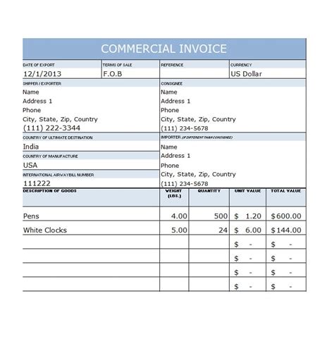 44 Blank Commercial Invoice Templates Pdf Word Templatearchive