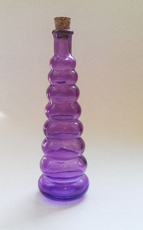 Small Purple Glass Bottle With Cork Ring Or Ribbed Design Great Condition Other Glass