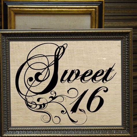 Sweet 16 Text Typography Calligraphy Words Digital Image Etsy