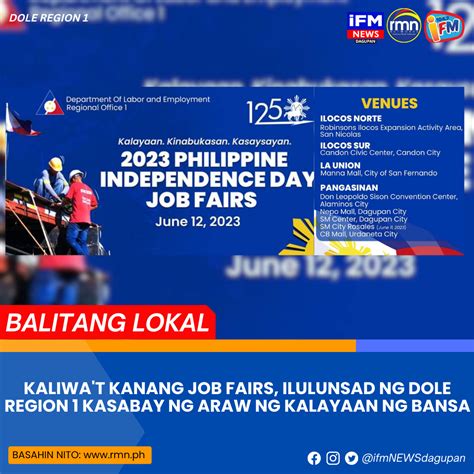 Kaliwa T Kanang Job Fairs Ilulunsad Ng Dole Region Kasabay Ng Araw Ng Kalayaan Ng Bansa Rmn