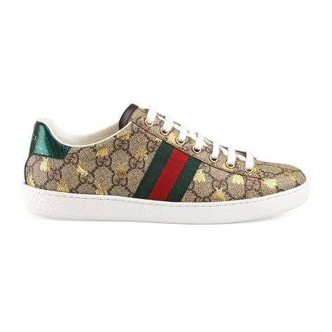 Gucci Canvas Womens Ace Gg Supreme Sneaker With Bees In Red Lyst
