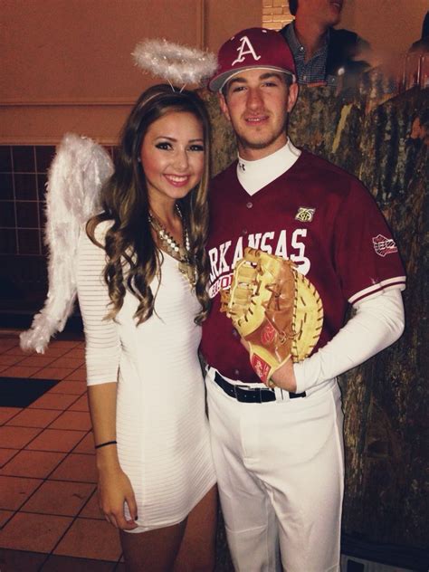 Demon and angel halloween costume contest. Angels in the Outfield - couples costume | Cute couples ...