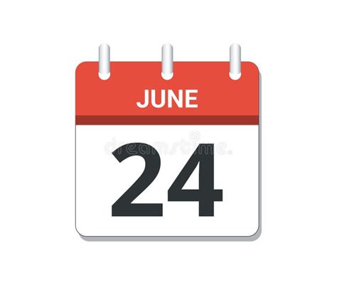 June 24th Calendar Icon Vector Concept Of Schedule Business And Tasks