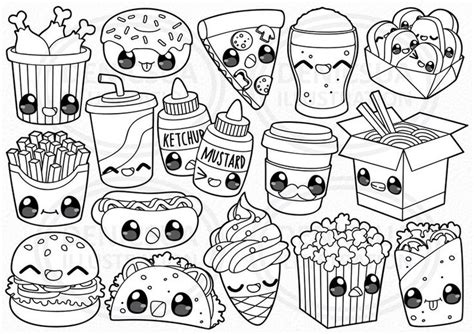 Fast Food Clipart Kawaii Food Vector Fast Food Party Take Etsy In
