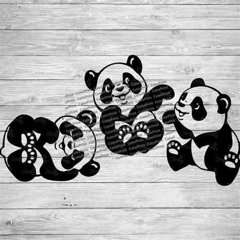 3 Baby Pandas Svgeps And Eps Files Digital Download Files For Cricut