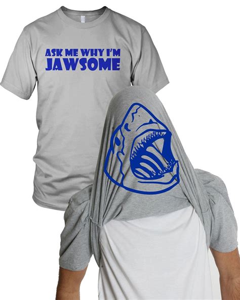 Flipover Ask Me Why Im Jawsome T Shirt Funny Flip Up Shark Shirt S
