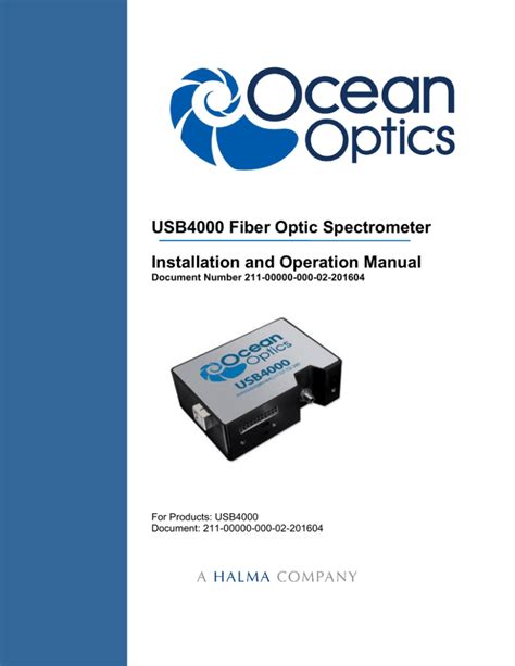 Usb4000 Fiber Optic Spectrometer Installation And