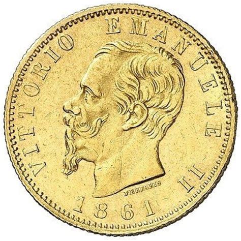 Золотая монета Италии 20 лир Виктора Эммануила Ii