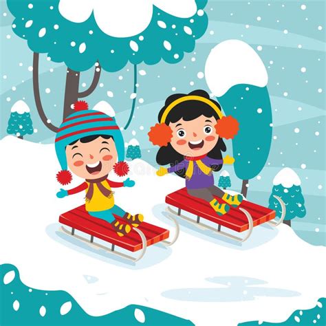 Funny Kids Playing At Winter Stock Vector Illustration Of Christmas
