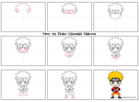 How To Draw Uzumaki Naruto Step By Step For Kids Cute Easy Drawings