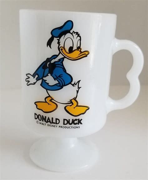 Vintage Donald Duck Walt Disney Productions Milk Glass Footed Pedestal