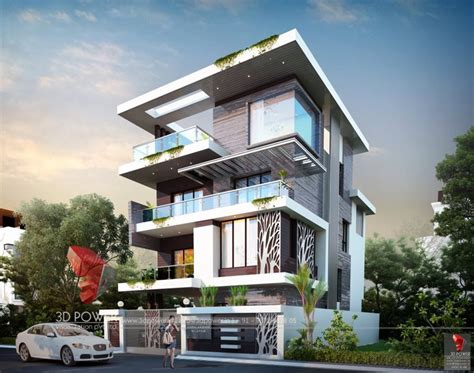 3d Exterior Design Rendering Of Modern House Threed