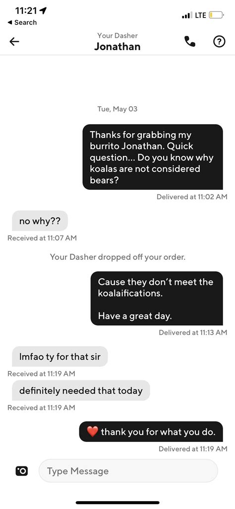 hope his day is a little better r doordash
