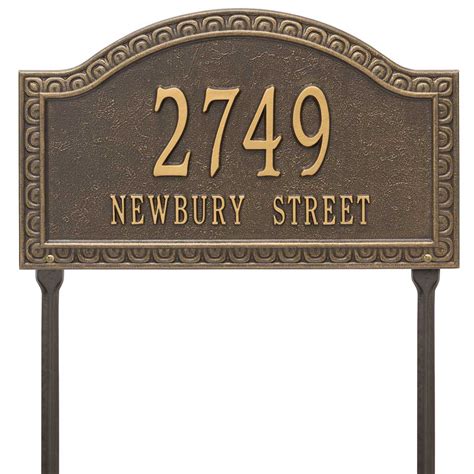Yard Mount Address Sign - Scalloped Border Address Plaque With Lawn Stakes