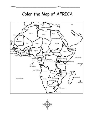 Color The Map Of Africa Teaching Resources