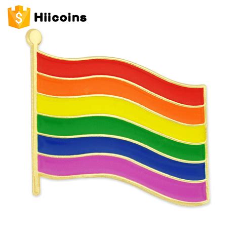 Rainbow Flag Pins Gay Pride Lgbtrainbow Enamel Lapel Pin Hat Pins Metal Badge China Enamel Pin