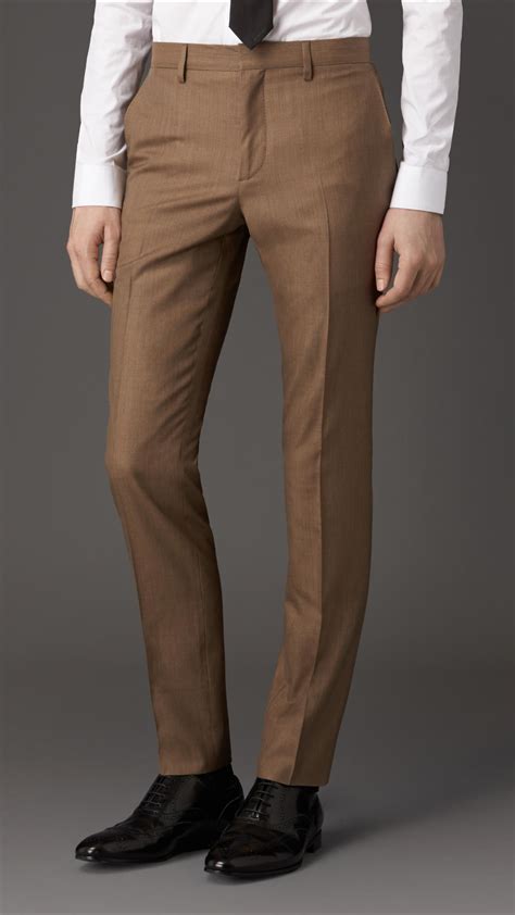 Burberry Slim Fit Wool Silk Suit In Dark Camel Brown For Men Lyst