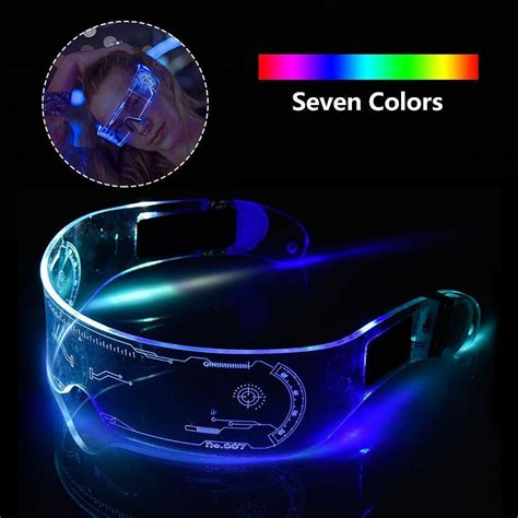 cyberpunk clear lenses 7 color led light visor glasses goggles halloween party ebay