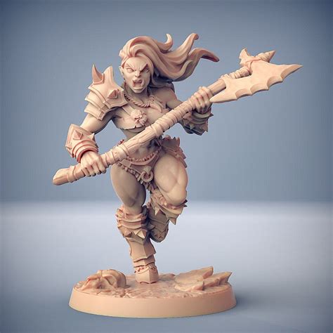 Orc Female Half Orc Barbarian Warrior 3d Printed Etsy