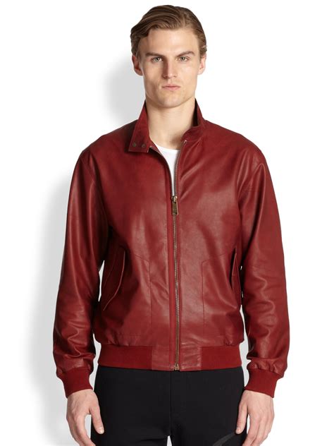 Mcq Leather Bomber Jacket In Red For Men Lyst