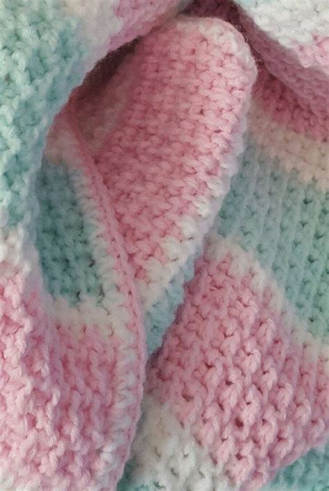 Mint green crochet baby blanket. Pastel Crochet Baby Blanket in Pink Mint Green and White ...