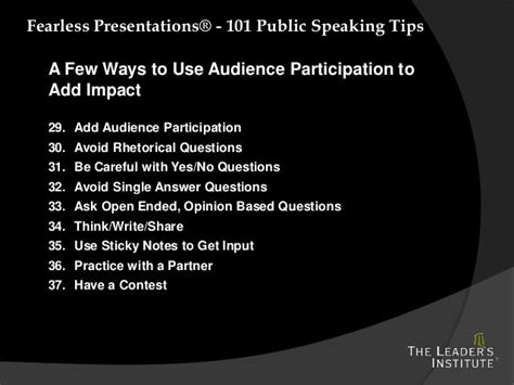 101 Public Speaking Tips From Fearless Presentations