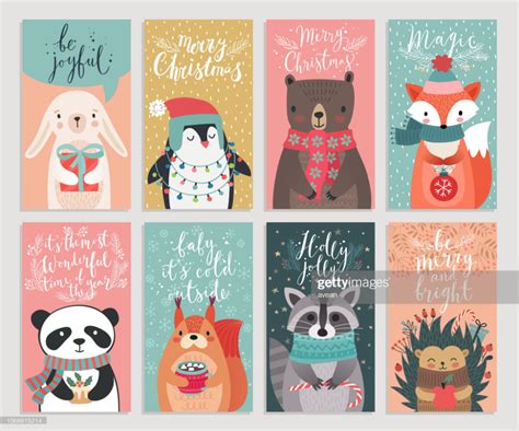 Six Christmas Cards With Cute Animals