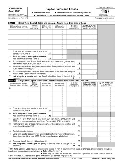 Irs 1040 Schedule D 1997 Fill Out Tax Template Online Us Legal Forms