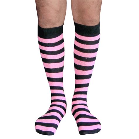 Striped Whitelight Pink Knee High Socks