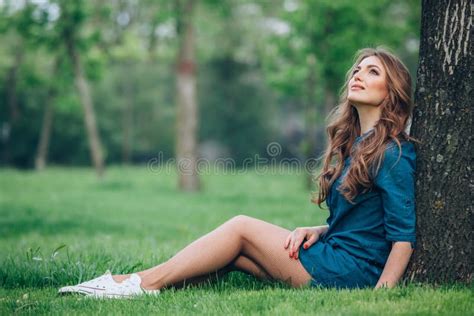 Portrait Of A Beautiful Blonde Outdoors In The Stock Image Image Of