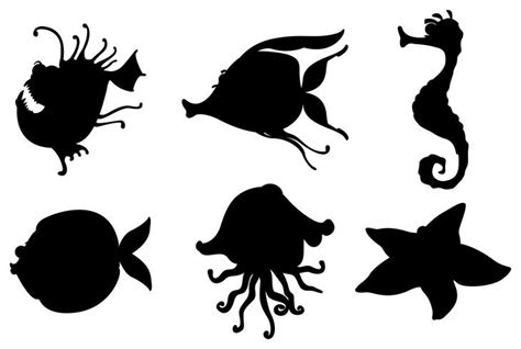 Silhouettes Of Sea Creatures 526341 Vector Art At Vecteezy