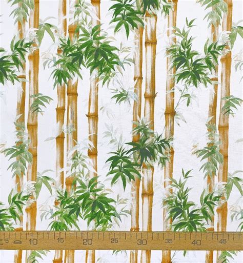Bamboo Print Fabric Bamboo Tree Natural Pattern By The Yard Etsy
